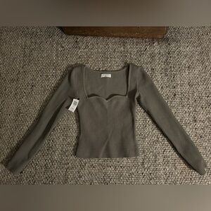 Sculpt Knit Sweetheart Long sleeve Babaton Aritzia Sold Out 2XS Olive Leaf Green